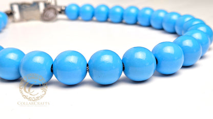 Handmade dog collar Baby Blue Maxi | Dog Collars | Stylish Dog Collars | CollarCrafts | dogcollar | collar | hondenhalsband | Dog collars and leashes | bead dog collars | Blue beads dog collar | Luxury dog collars | Unbreakable dog necklaces | wooden bead dog collars | alu max com dog collars | beaded collars for dogs | Blue beads dog collars