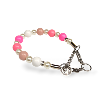 CollarCrafts Beaded dog collar CollarCrafats Pink Champagne White Pink Beads og Collar Unbreakable Dog Necklace