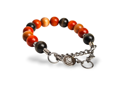 Beaded Dog Collar With Martingale with orange, black, and brown beads Custom made on size Leash Safe Unbreakable Dog necklace