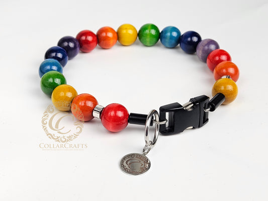 Beaded Dog Collar Rainbow Beads Dogs Unbreakable Neckwear Wooden Beads