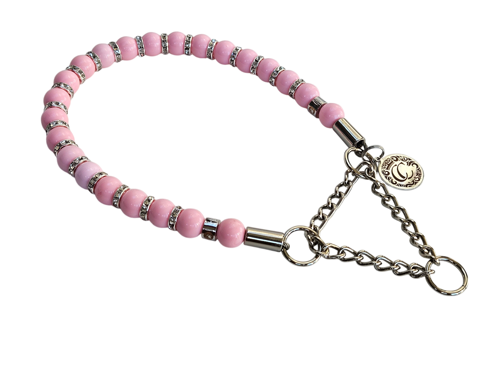 Dog collar LUX Pink Sparkle & Beads Mini