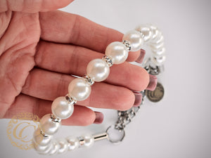 CollarCrafts LUX Sparkle & Pearls Dog Collar with elegant pearls and beads  detailing for dogs of all sizes-