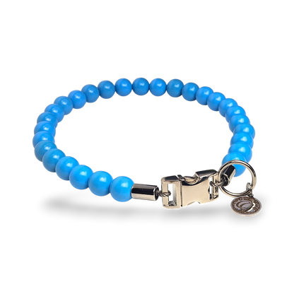 Handmade dog collar Baby Blue Maxi | Dog Collars | Stylish Dog Collars | CollarCrafts | dogcollar | collar | hondenhalsband | Dog collars and leashes | bead dog collars | Blue beads dog collar | Luxury dog collars | Unbreakable dog necklaces | wooden bead dog collars | alu max com dog collars | beaded collars for dogs | Blue beads dog collars