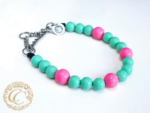 Dog collar Hot Pink Turquoise