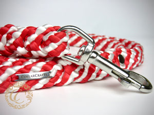 Dog leash Candy Cane CollarCrafts Christmas Leash For dogs White Red Heavy Duty Leash Large Dogs Washable Comfortable Leash