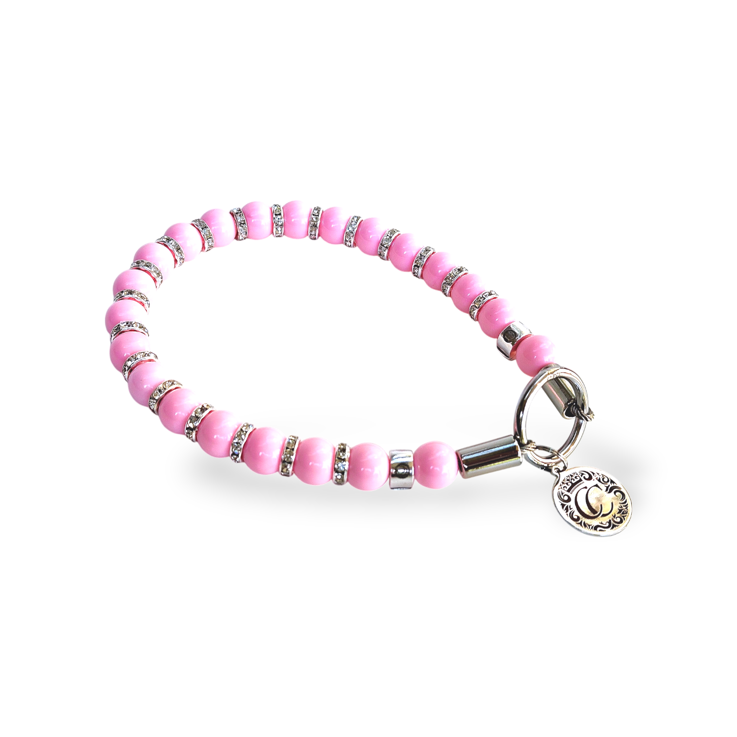 Dog Collar Sparkle and Beads Pink Mini Custom Made For All Dog Sizes Luxury Dog Necklace Unbreakable Leash Safe Beaded Dog Collar