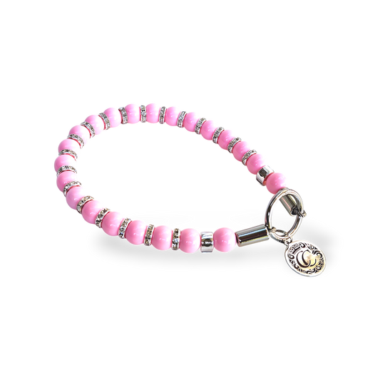 Dog Collar Sparkle and Beads Pink Mini Custom Made For All Dog Sizes Luxury Dog Necklace Unbreakable Leash Safe Beaded Dog Collar