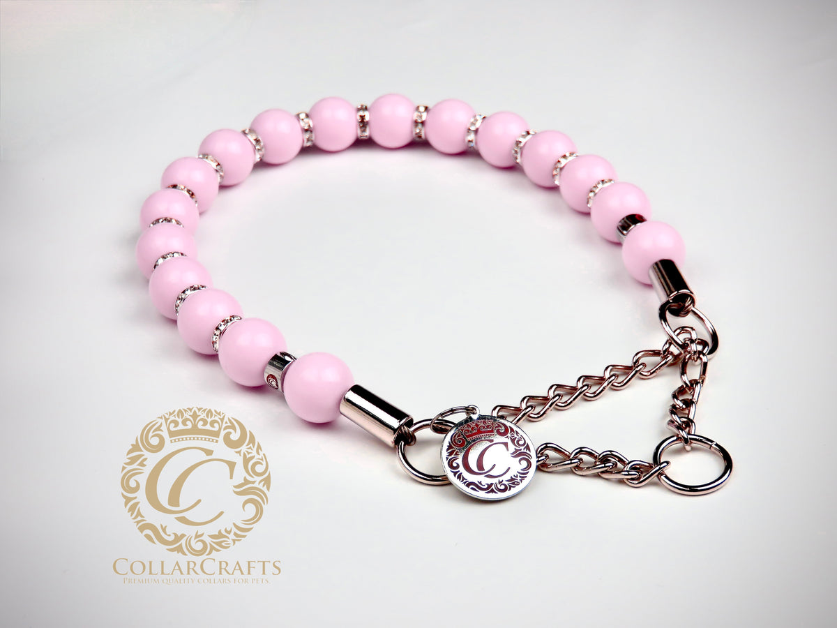 Dog collar Pink Sparkle & Beads LUX Pink Sparkle Beadses CollarCrafts Dog Collar Girly Pink Party Dog Collar Girls Pink Beads Unbreakable Dog Necklace 