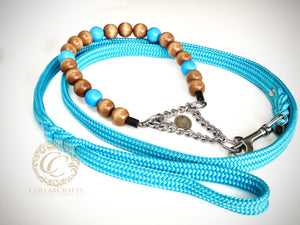 Dog collar Blue Splash Maxi | handmade dog collar | CollarCrafts | dogcollar | halsband | Natural beads dog collar | collar | Handmade dog collar | Unbreakable Dog Necklace | Buckle dog collars | Designer dog collar | martingale dog collar | Luxury dog collars | wooden bead dog collars | alu max com dog collars | beaded collars for dogs | Colorful beads dog collars
