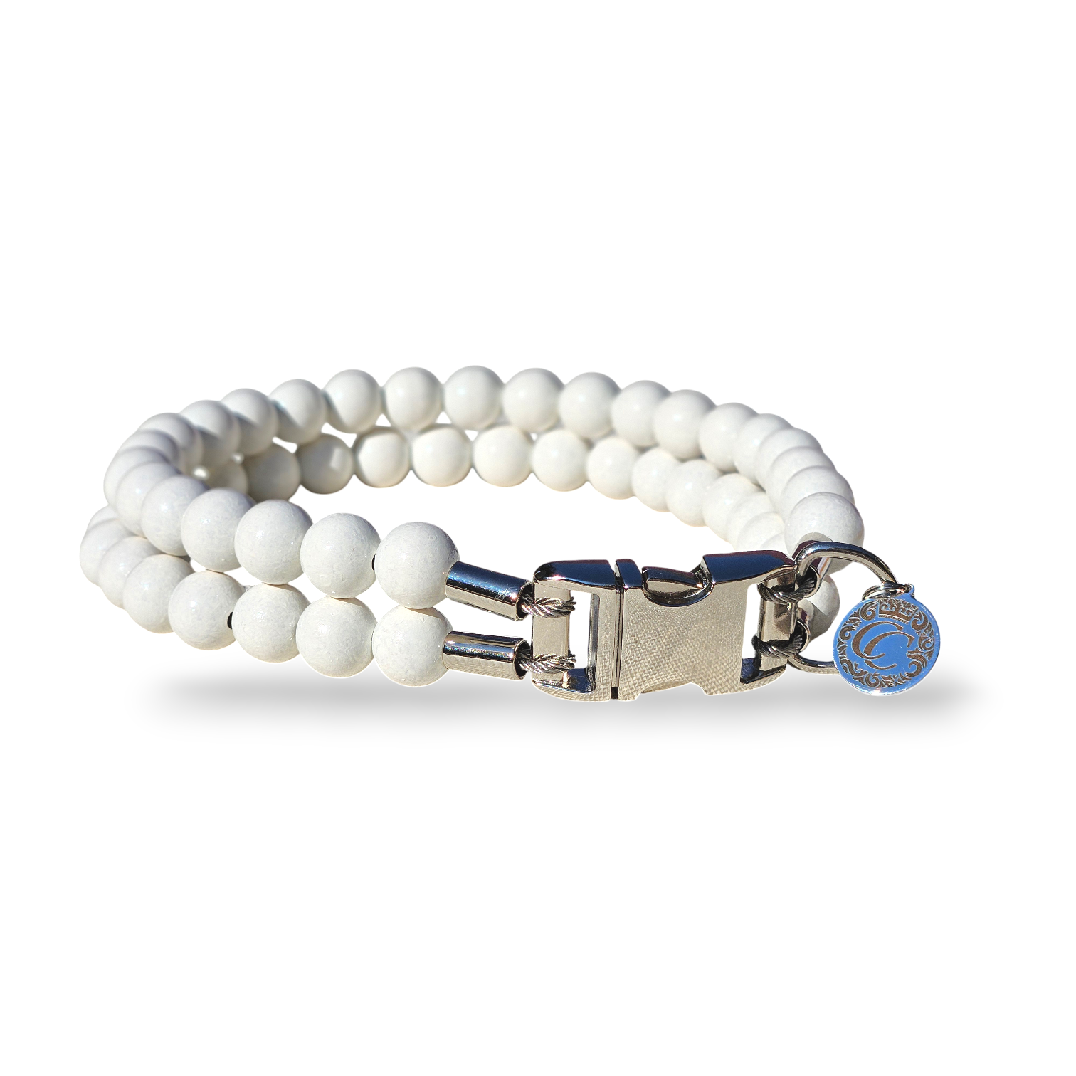 Beaded Dog Collar CollarCrafts Ivory Wooden Beads Dogs Unbreakable Necklace Buckle White Beads Large Dog
