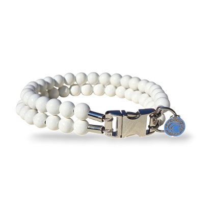 Beaded Dog Collar CollarCrafts Ivory Wooden Beads Dogs Unbreakable Necklace Buckle White Beads Large Dog