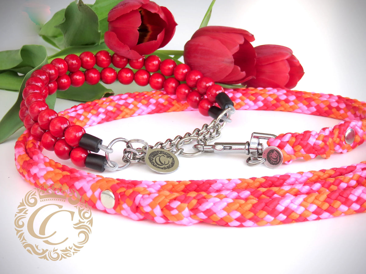 Handmade dog collar Double Foxberry | Dog Collars | Red Dog Collar | Cat Collars | CollarCrafts | dogcollar | collar | hondenband | Kralen halsband | bead dog collars | Christmas dog collar | beaded dog collar | beaded dog collars | wooden bead dog collars | alu max com dog collars | beaded collars for dogs | Red beads dog collars
