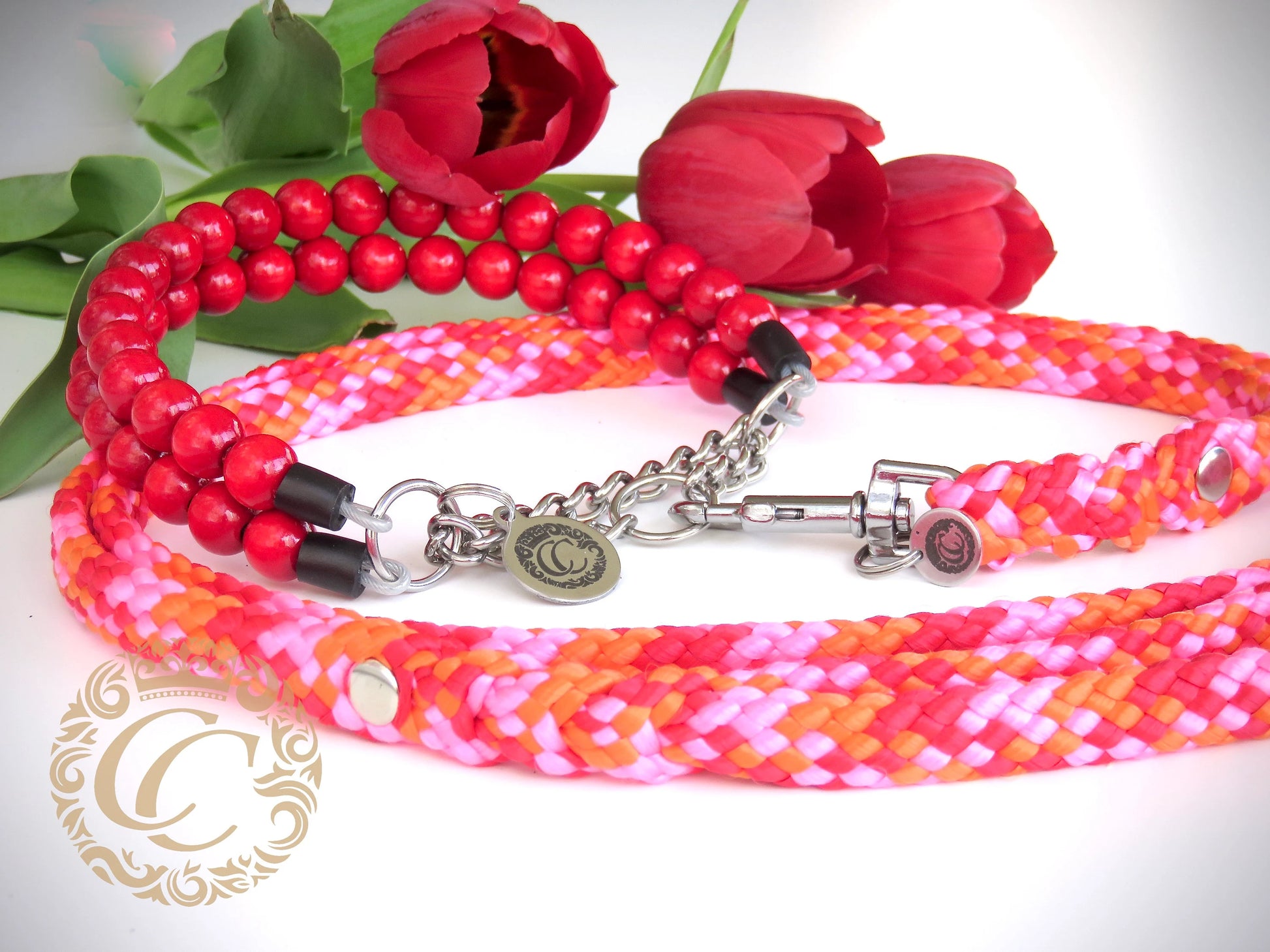 Handmade dog collar Double Foxberry | Dog Collars | Red Dog Collar | Cat Collars | CollarCrafts | dogcollar | collar | hondenband | Kralen halsband | bead dog collars | Christmas dog collar | beaded dog collar | beaded dog collars | wooden bead dog collars | alu max com dog collars | beaded collars for dogs | Red beads dog collars