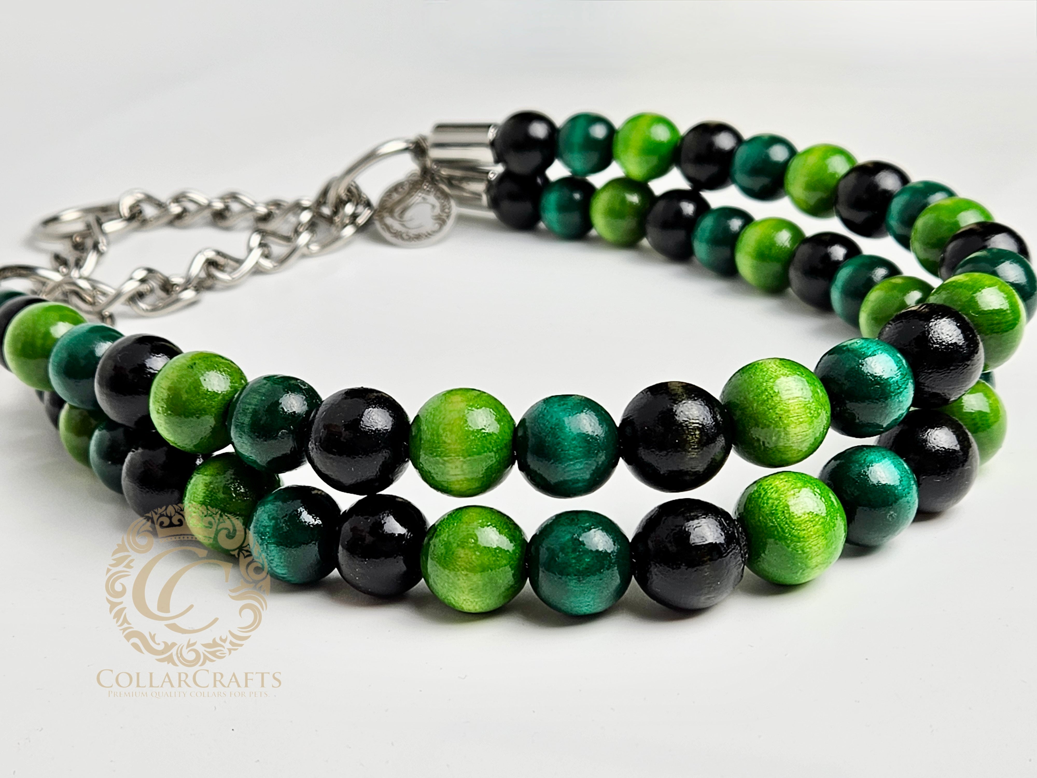 Dog collar Double Midi Green