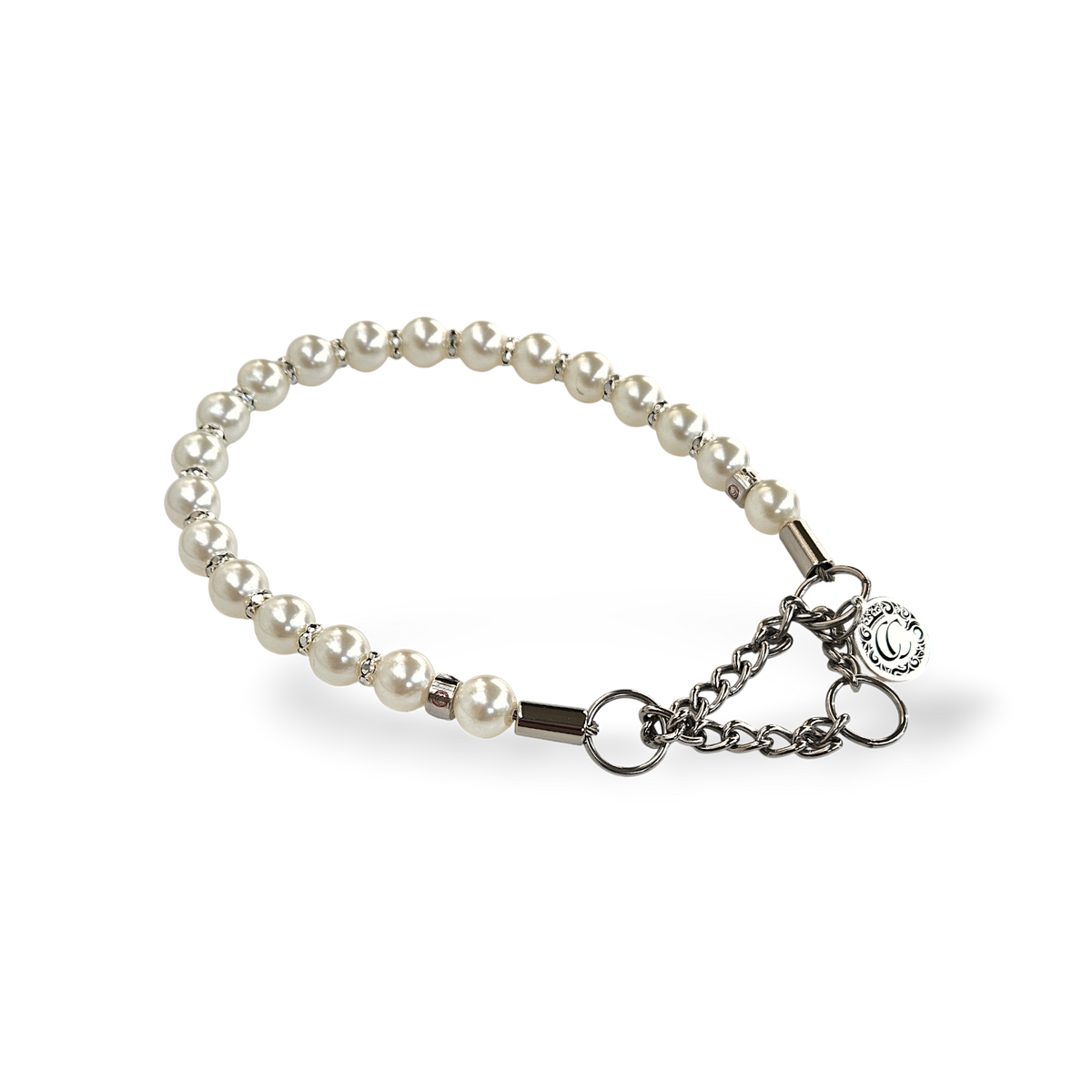 Pearl Collar CollarCrafs Pearls And Sparkles Fancy LUX dog collar Martingale closure 