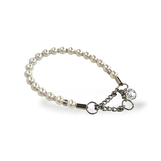 Pearl Collar CollarCrafs Pearls And Sparkles Fancy LUX dog collar Martingale closure 