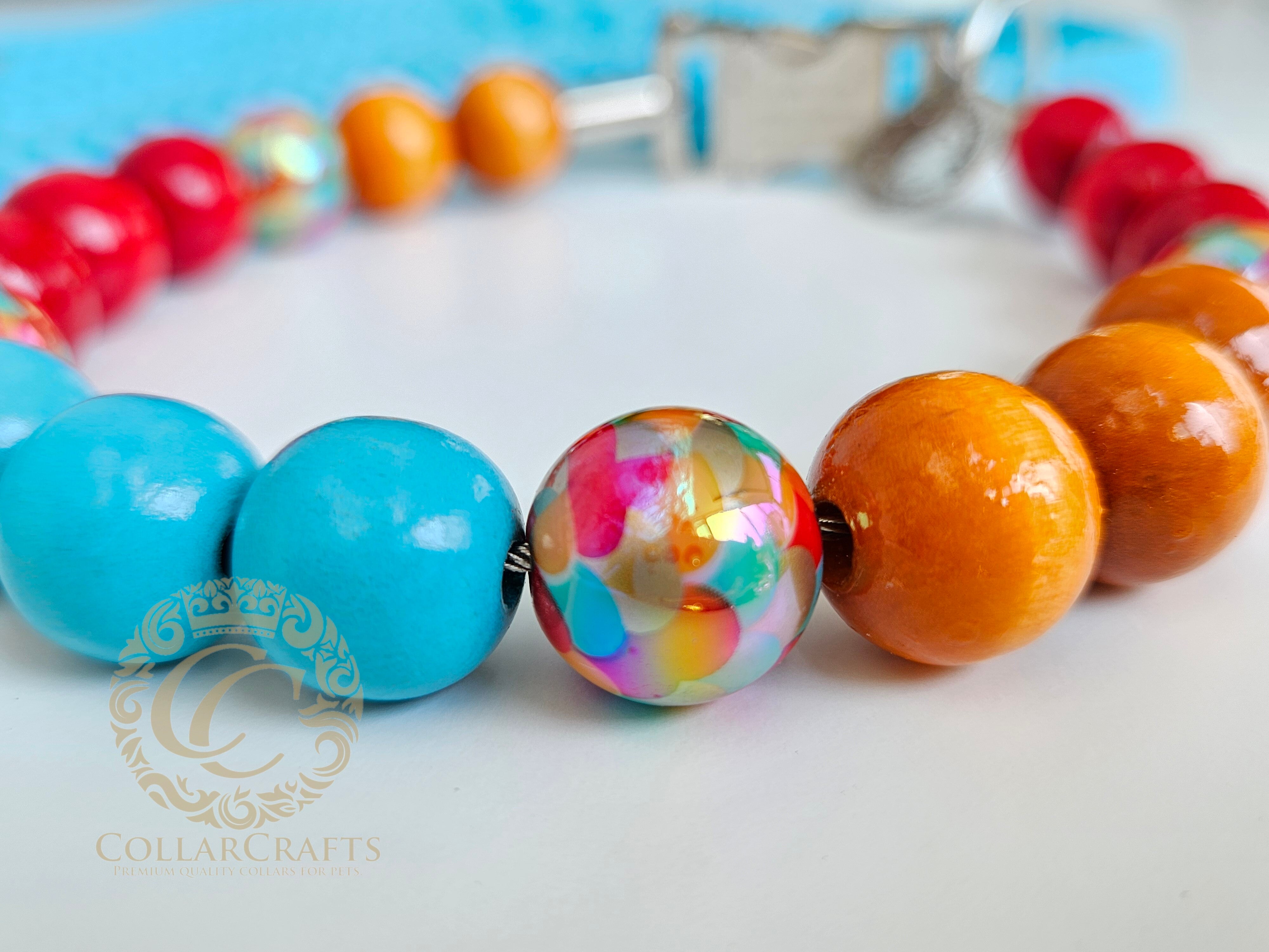 Dog collar CollarCrafts Sunset Fiesta Brught Colorfull Dog Coçllar Beads For Dogs Summer 