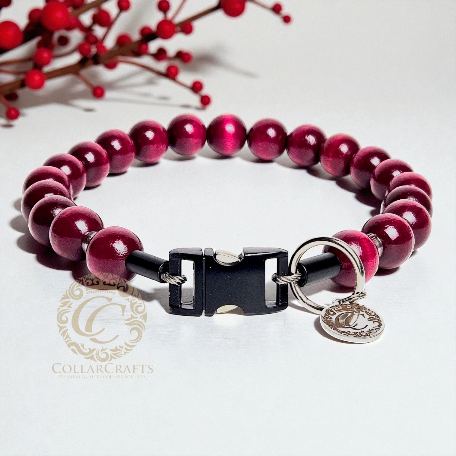 Dog collar Wine Red