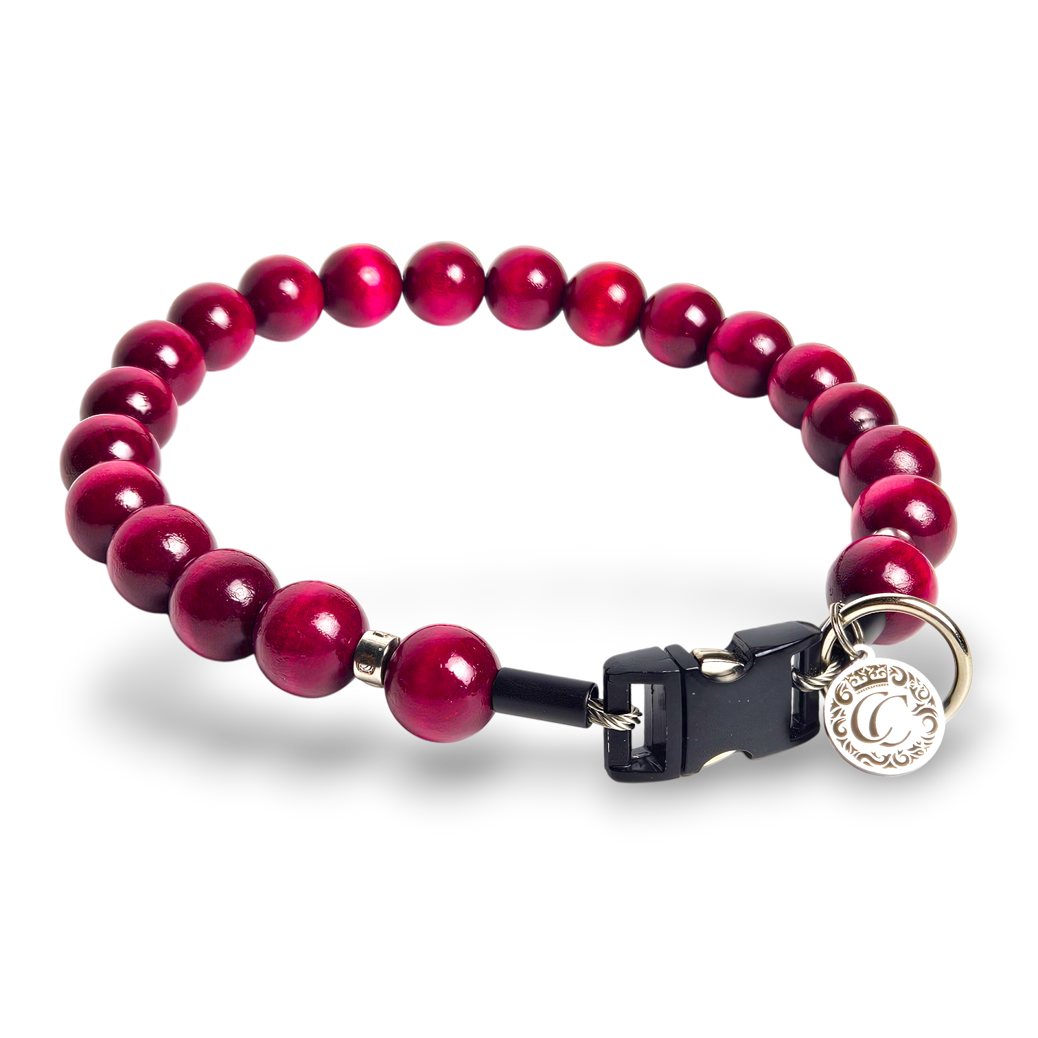 Dog Collar CollarCrafts Red Beads With Buckle Closure