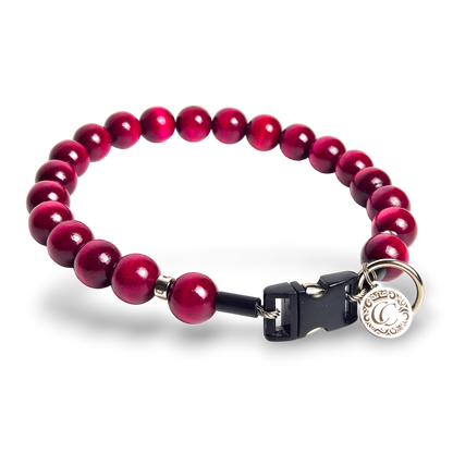 Dog Collar CollarCrafts Red Beads With Buckle Closure
