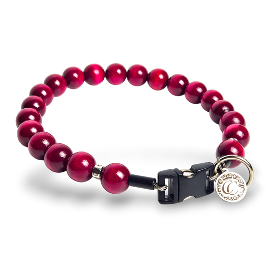 Dog Collar CollarCrafts Red Beads With Buckle Closure