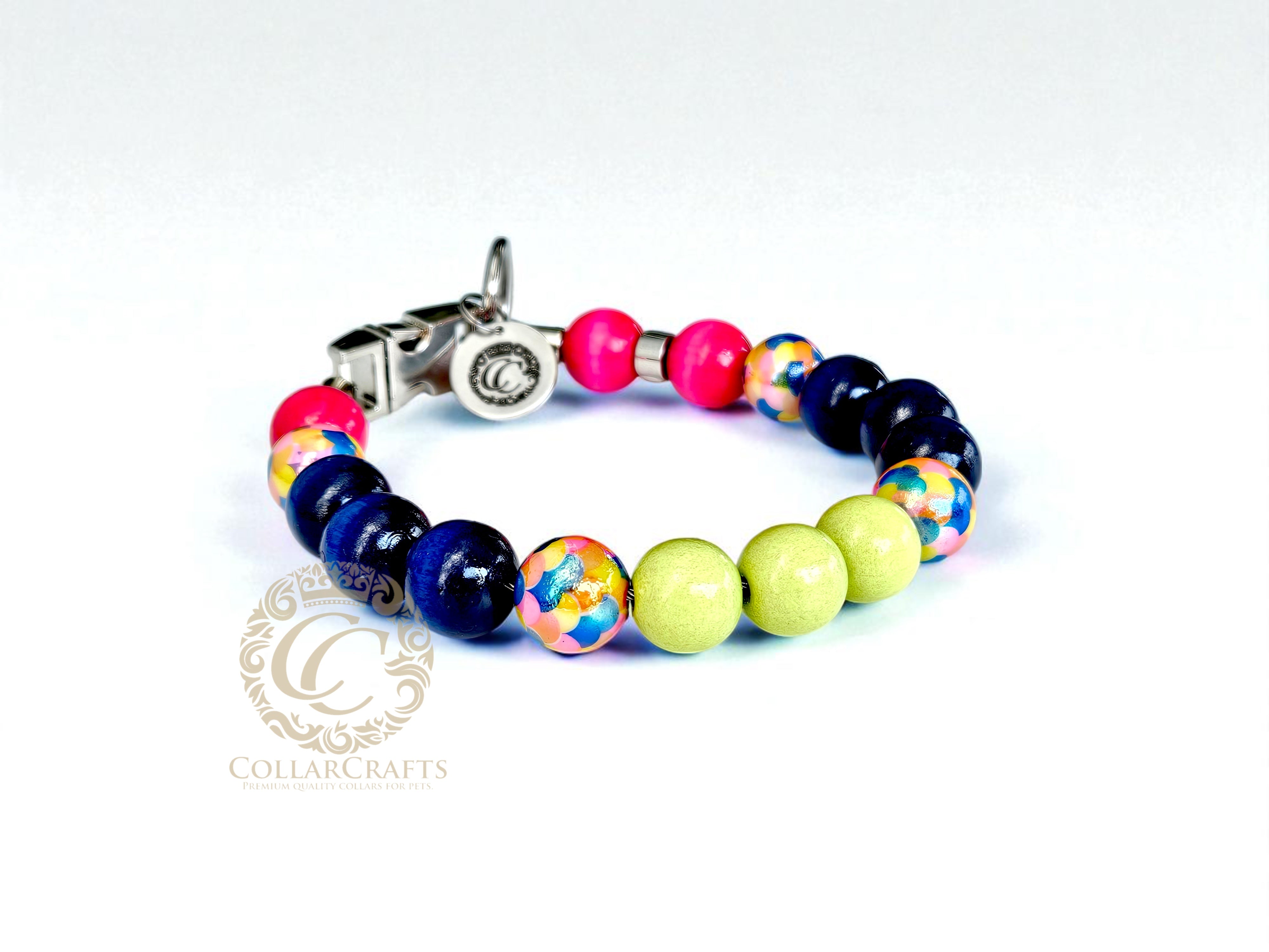 Beaded Dog collar CollarCrfts Candy Cosmos with buckle closure