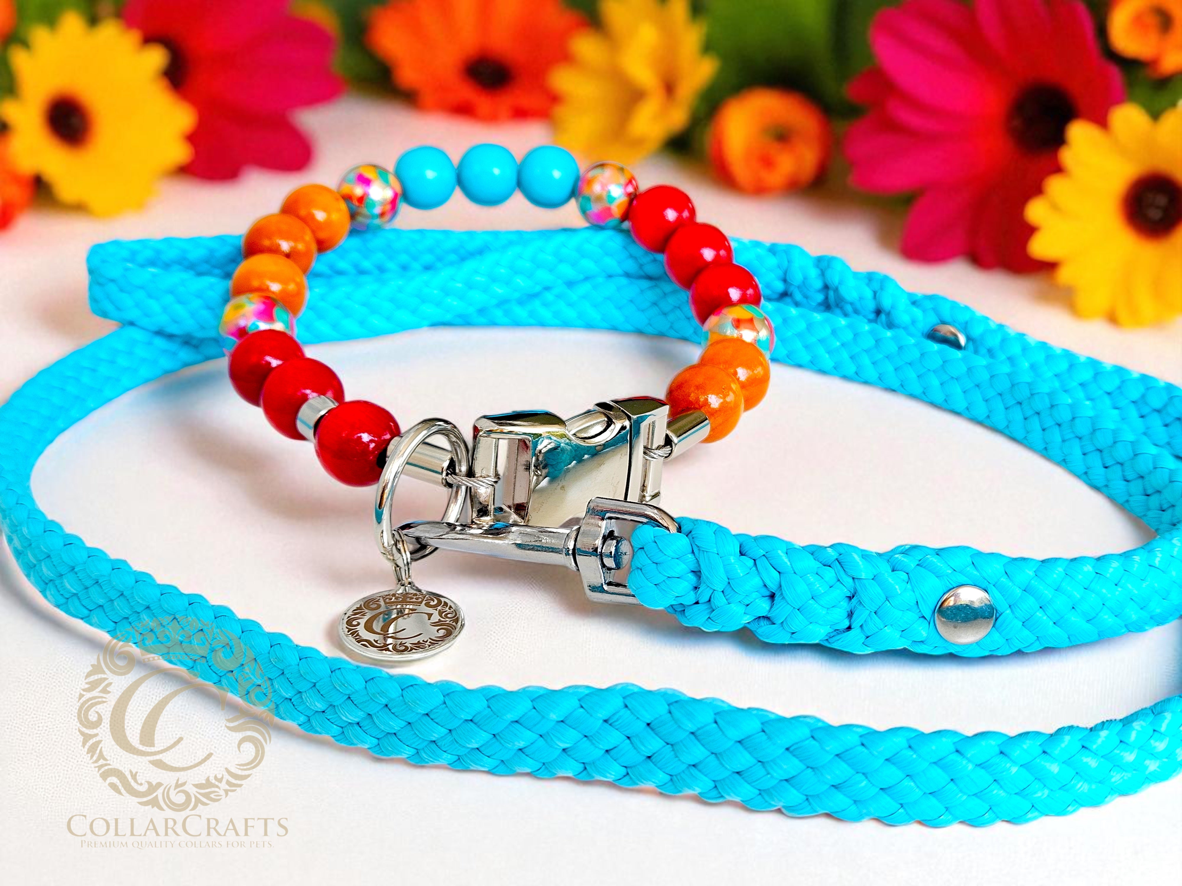 Dog collar CollarCrafts Sunset Fiesta Brught Colorfull Dog Coçllar Beads For Dogs Summer 
