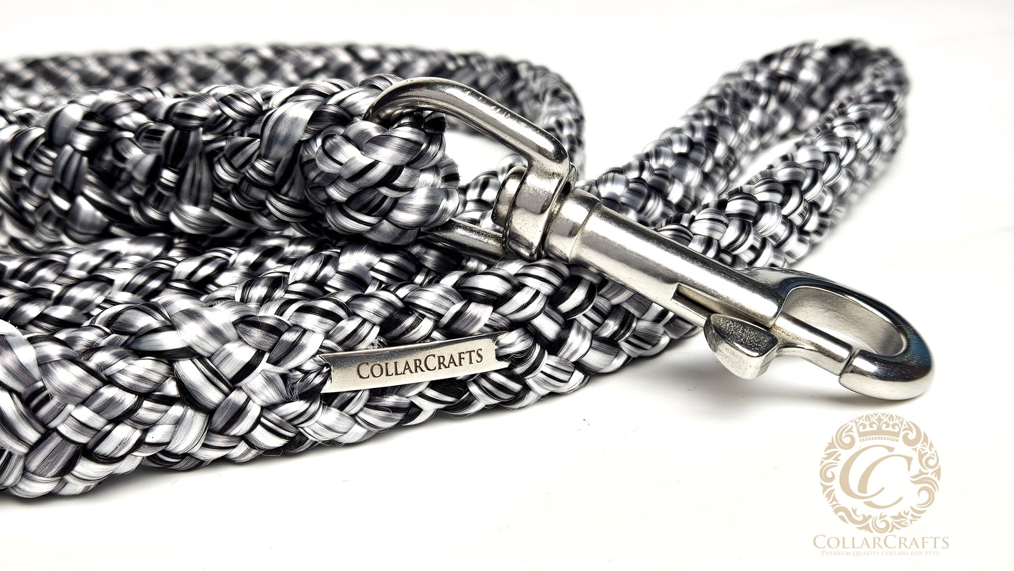 Dog leash Black Silver CollarCrafts closeup

