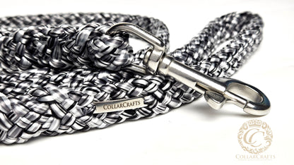 Dog leash Black Silver CollarCrafts closeup

