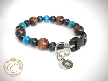 Dog collar Blue Nature Mini | CollarCrafts | halsband | Beaded dog collar | Luxury dog collars | Handmade dog collars and leashes | martingale collar | Buckle dog collar | collar | dog collar blue brown beads | bead dog collars | Unbreakable dog necklace | Natural dog collar | beaded dog collars | wooden bead dog collars | alu max com dog collars | beaded collars for dogs | Brown beads dog collars | collarcrafts