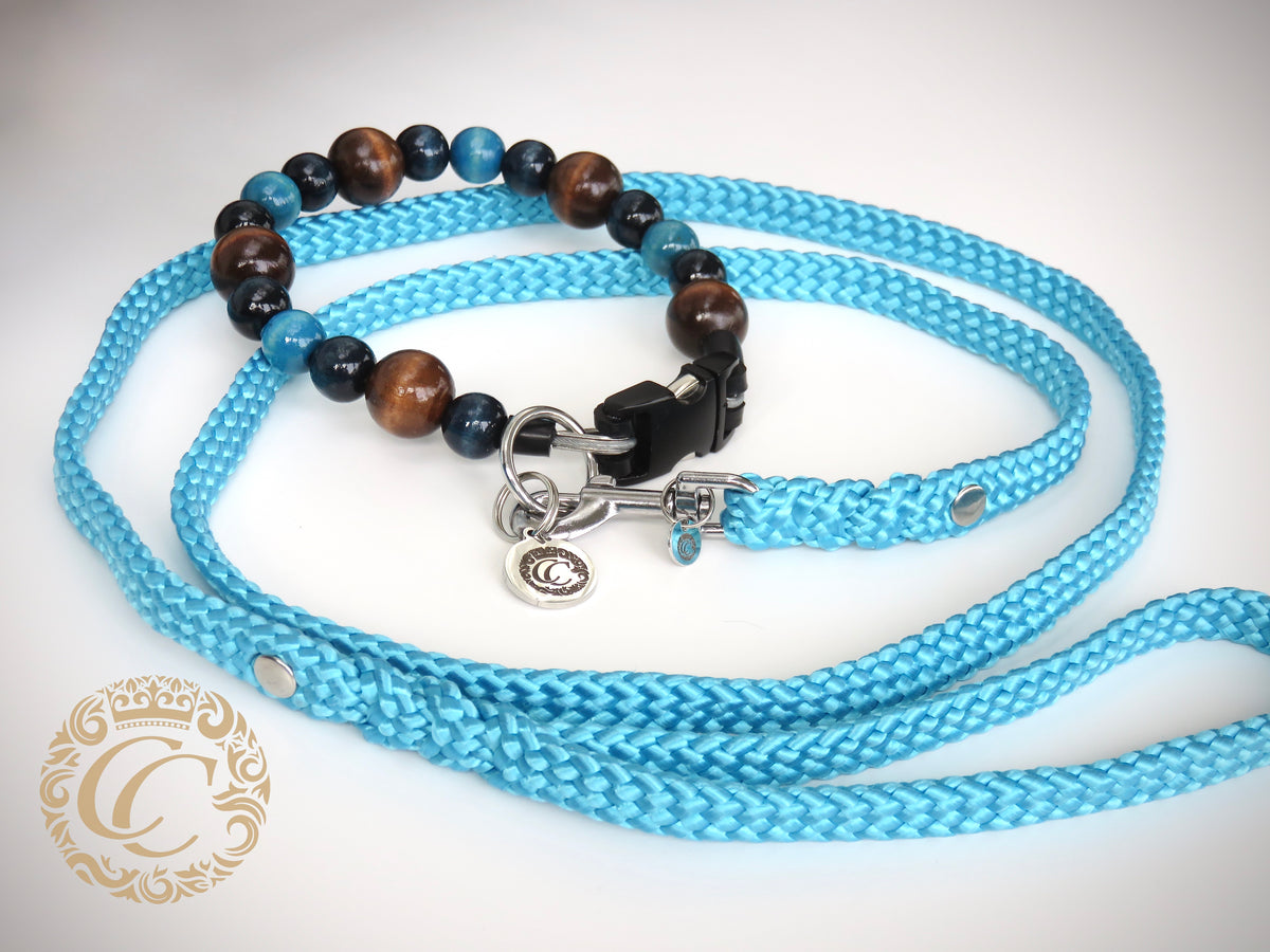 Dog leash for small & medium dogs Sky Blue Mini | collarcrafts leash handmade | dogleash | paracord leash for small dogs | hondenleiband | leiband | dog leash small dog | cat leash | mini dog leash | Colorfull Dog Leash | Washable dog leash | Fancy dog leash Mini | collarcrafts leash handmade | Blue dogleash | leash paracord