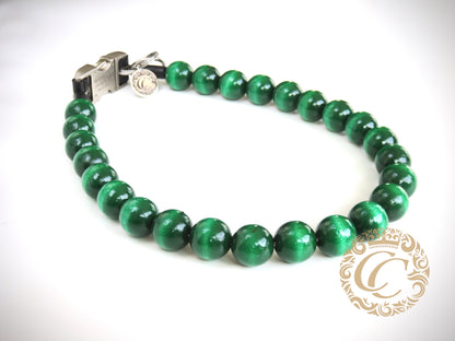 Dog collar Emerald Maxi | collar | hondenhalsband | Luxury dog collars | Handmade dog collars | bead dog collars | Green dog collar | beaded dog collar | Green collar leash set | wooden bead dog collars | alu max com dog collars | beaded collars for dogs | Unbreakable dog necklaces | CollarCrafts
