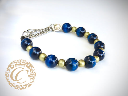 Dog collar Golden Night | Dog Collars | Dog necklaces | CollarCrafts | dogcollar | collar | hondenhalsband | Handmade dog collars | Luxury dog collars | bead dog collars | Unbreakable dog jewelry | beaded dog collar | Collars and leashes | wooden bead dog collars | alu max com dog collars | beaded collars for dogs | Blue gold dog collars | collarcrafts