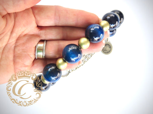 Dog collar Golden Night | Dog Collars | Dog necklaces | CollarCrafts | dogcollar | collar | hondenhalsband | Handmade dog collars | Luxury dog collars | bead dog collars | Unbreakable dog jewelry | beaded dog collar | Collars and leashes | wooden bead dog collars | alu max com dog collars | beaded collars for dogs | Blue gold dog collars | collarcrafts