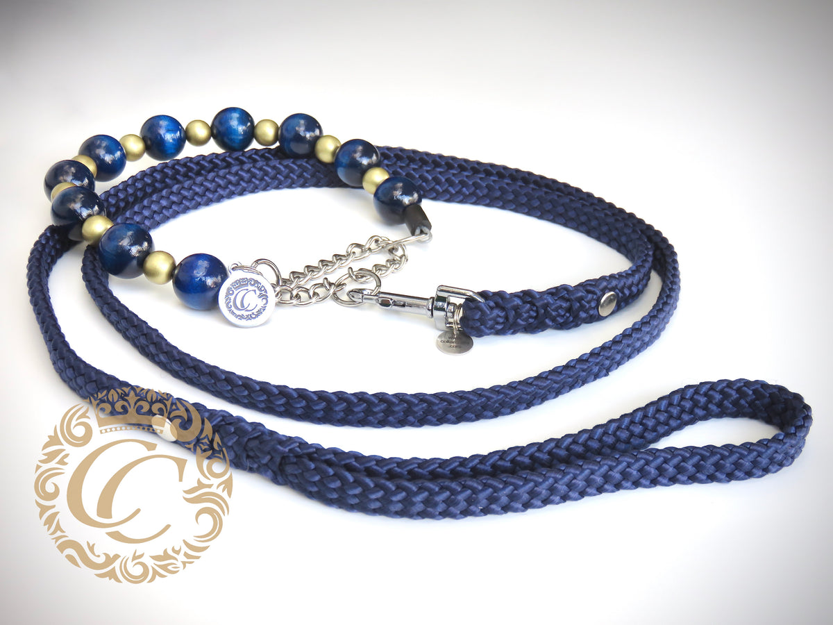 Dog collar Golden Night | Dog Collars | Dog necklaces | CollarCrafts | dogcollar | collar | hondenhalsband | Handmade dog collars | Luxury dog collars | bead dog collars | Unbreakable dog jewelry | beaded dog collar | Collars and leashes | wooden bead dog collars | alu max com dog collars | beaded collars for dogs | Blue gold dog collars | collarcrafts