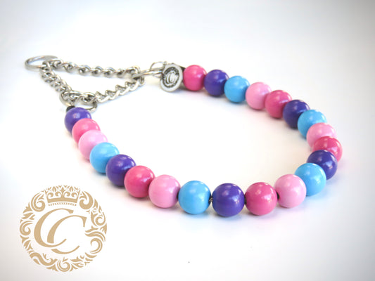 Dog collar Summer Garden Maxi | handmade dog collar | CollarCrafts | dogcollar | halsband | dogcollar | collar | Chic dog collar | Unbreakable Dog Necklace | Buckle dog collars | Designer dog collar | martingale dog collar | Luxury dog collars | wooden bead dog collars | alu max com dog collars | beaded collars for dogs | Colorful beads dog collars