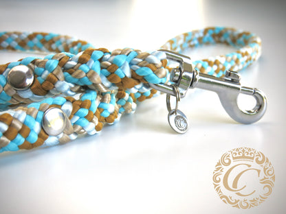 Dog leash for small & medium dogs Sandy Aquamarine | collarcrafts leash handmade | dogleash | leash paracord | hondenleiband | leiband | dog leash small dog | cat leash | mini dog leash | Colorfull Dog Leash | Washable dog leash | Fancy dog leash Mini | collarcrafts leash handmade | dogleash | leash paracord | hondenleiband | leiband | dog leash small dog | cat leash | mini dog leash | Colorfull Dog Leash | Washable dog leash | Fancy dog leash