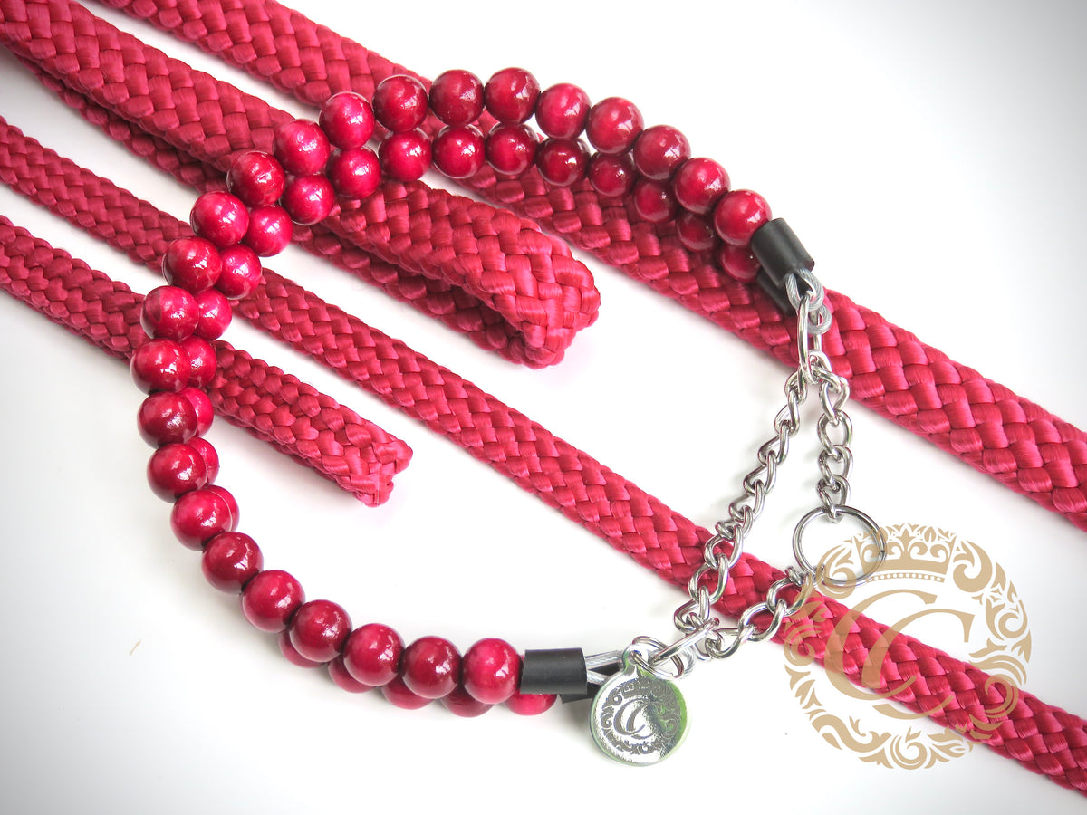 Dog collar Double Bordeaux Mini | handmade dog collar | collarcrafts | unbreakable dog necklace | halsband | beads dog collar | collars and leashes | honden halsband | Unbreakable necklace for dogs | bead dog collars | Christmas dog collar | Buckle dog collar | Martingale dog collars | wooden bead dog collars | design dog collars | beaded collars for dogs | Red beads dog collars