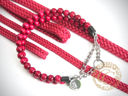 Dog collar Double Bordeaux Mini | handmade dog collar | collarcrafts | unbreakable dog necklace | halsband | beads dog collar | collars and leashes | honden halsband | Unbreakable necklace for dogs | bead dog collars | Christmas dog collar | Buckle dog collar | Martingale dog collars | wooden bead dog collars | design dog collars | beaded collars for dogs | Red beads dog collars