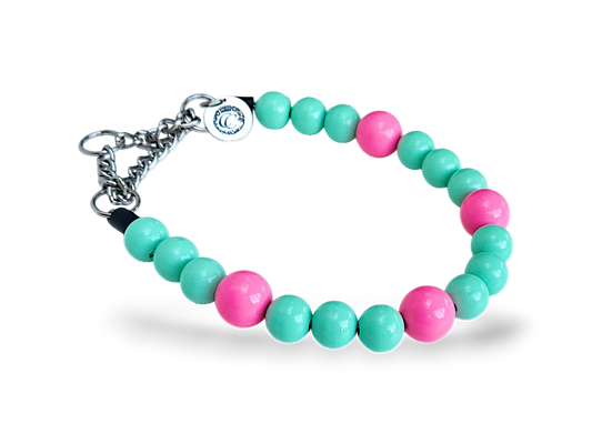 Dog collar Hot Pink Turquoise
