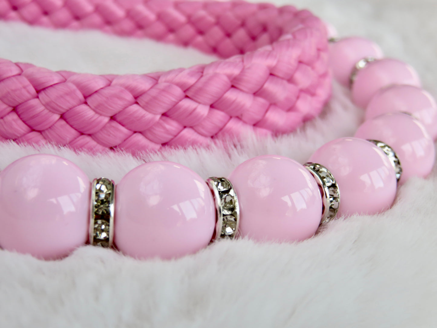 Dog collar Pink Sparkle & Beads LUX Pink Sparkle Beadses CollarCrafts Dog Collar Girly Pink Party Dog Collar Girls Pink Beads Unbreakable Dog Necklace 