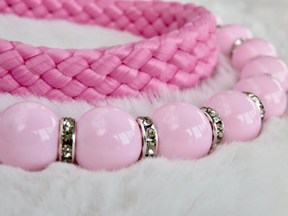 Dog collar Pink Sparkle & Beads LUX Pink Sparkle Beadses CollarCrafts Dog Collar Girly Pink Party Dog Collar Girls Pink Beads Unbreakable Dog Necklace 