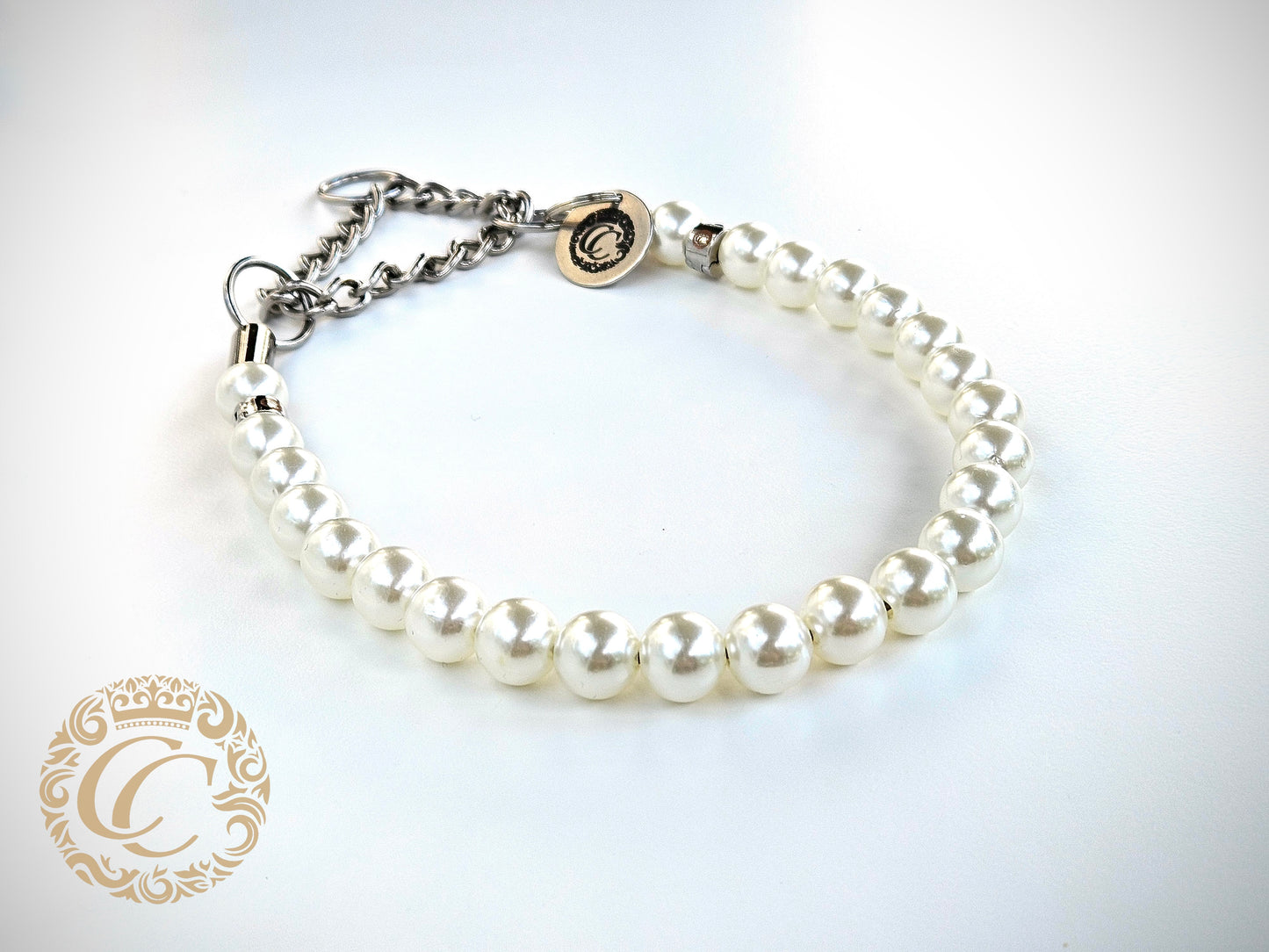 CollarCrafts Lux Petite Perles Dog Collar with elegant pearl detailing for dogs of all sizes
