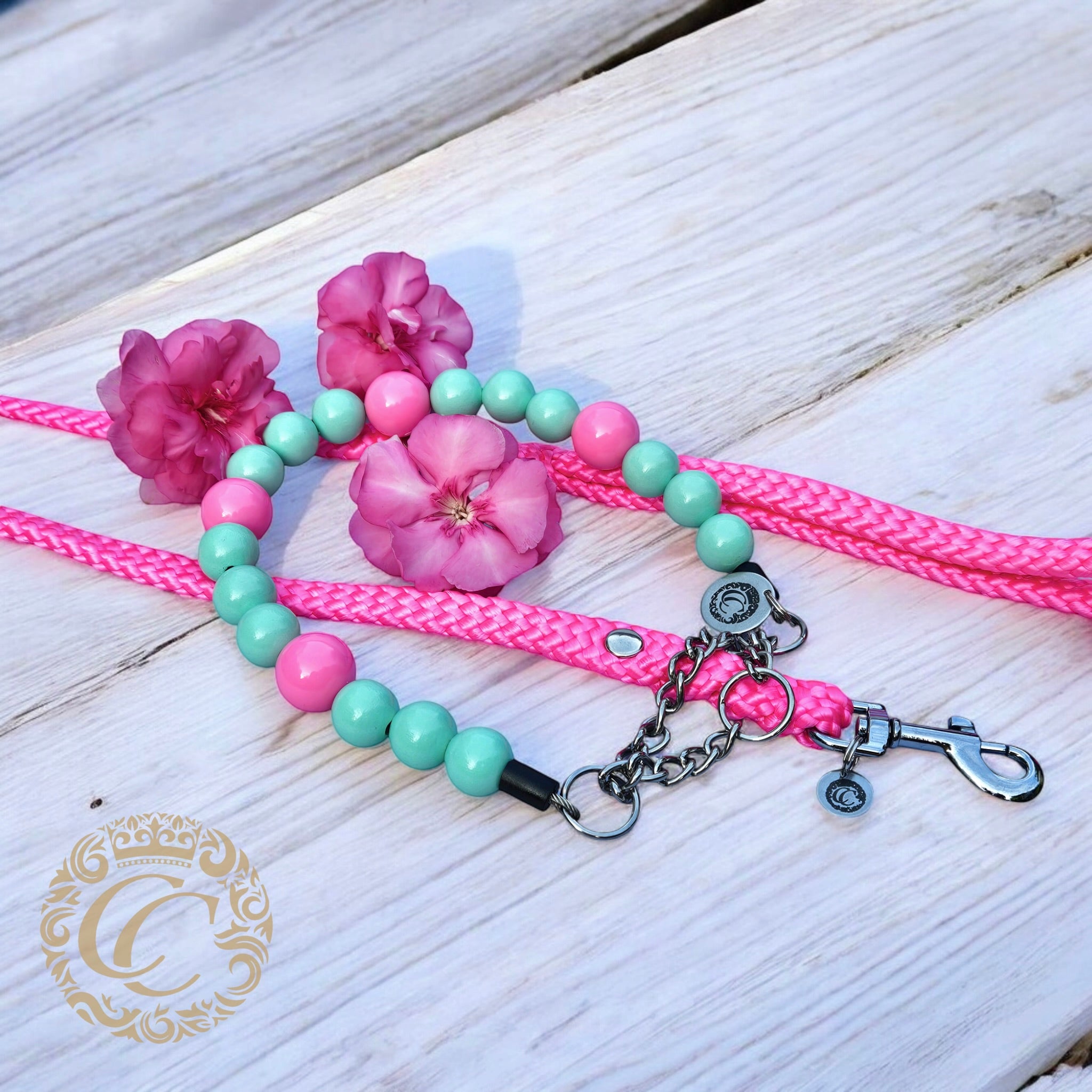 Dog collar Hot Pink Turquoise