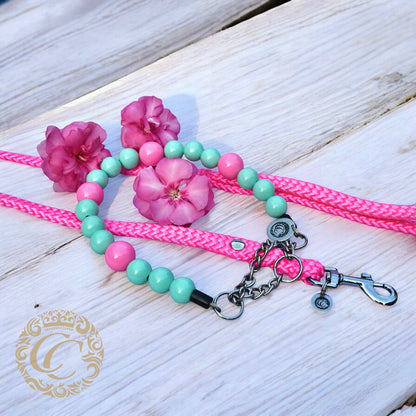 Dog collar Hot Pink Turquoise