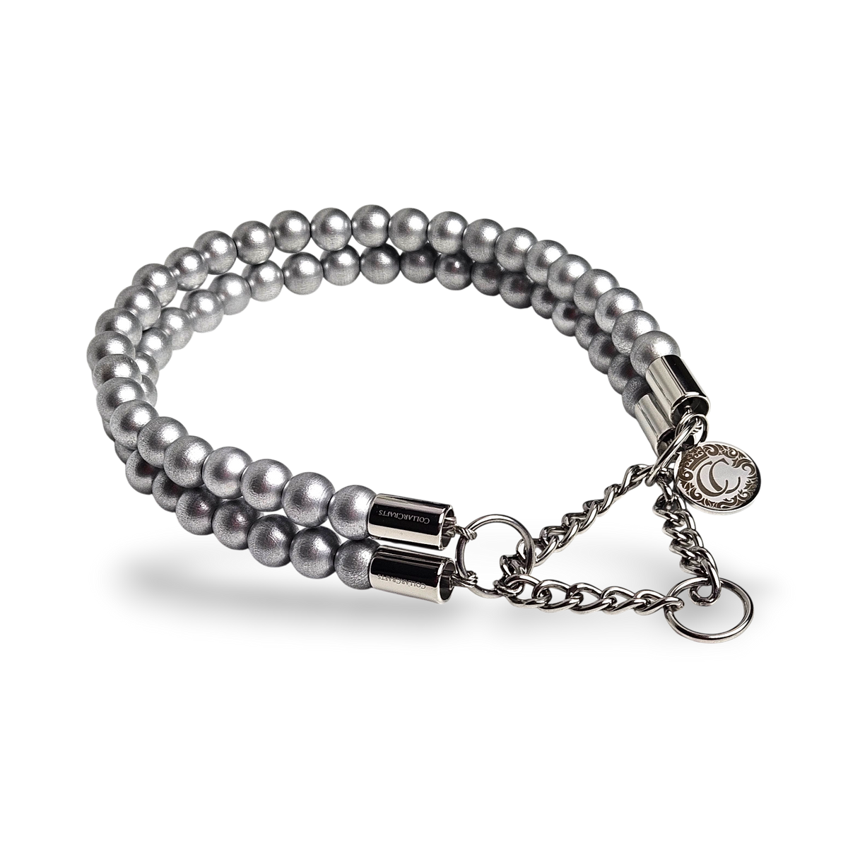 Dog collar Double Shiny Silver Mini