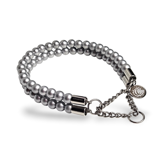 Dog collar Double Shiny Silver Mini