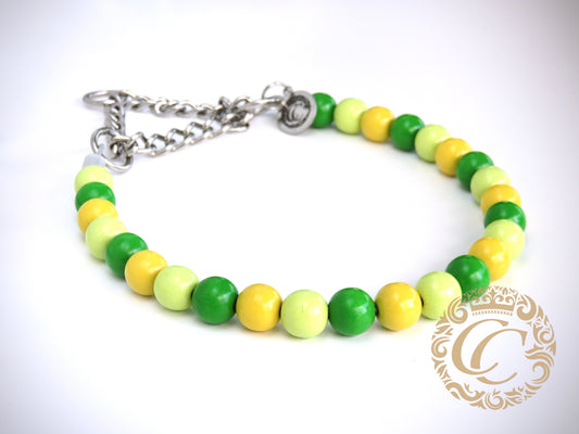 Dog collar Green Candy Mini | CollarCrafts | dogcollar | collar | hondenhalsband | hondenband | Kattenhalsband | bead dog collars | cat collar | beaded dog collar | beaded dog collars | wooden bead dog collars | alumax dog collars | beaded collars for dogs | green dog collars | buckle dog collars |martingale dog collars | yellow dog collars | dog necklace unbreakable | collarcrafts