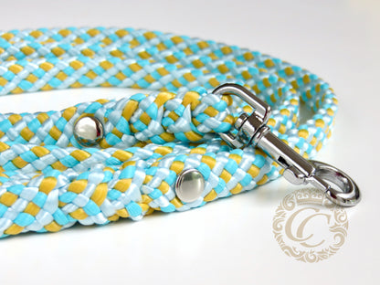 Dog leash for small & medium dogs Sky Blue Yellow | Dog Collars | Cat Collars | CollarCrafts | Dog collar "Trendy Turquoise" | design dog collar | beaded collars for dogs | Dog Collars | Cat Collars | CollarCrafts | dogcollar | collar | hondenhalsband | hondenband | Kattenhalsband | bead dog collars | cat mood collar | beaded dog collar | beaded dog collars | wooden bead dog collars | alu max com dog collars | beaded collars for dogs | rainbow dog collars | collarcrafts