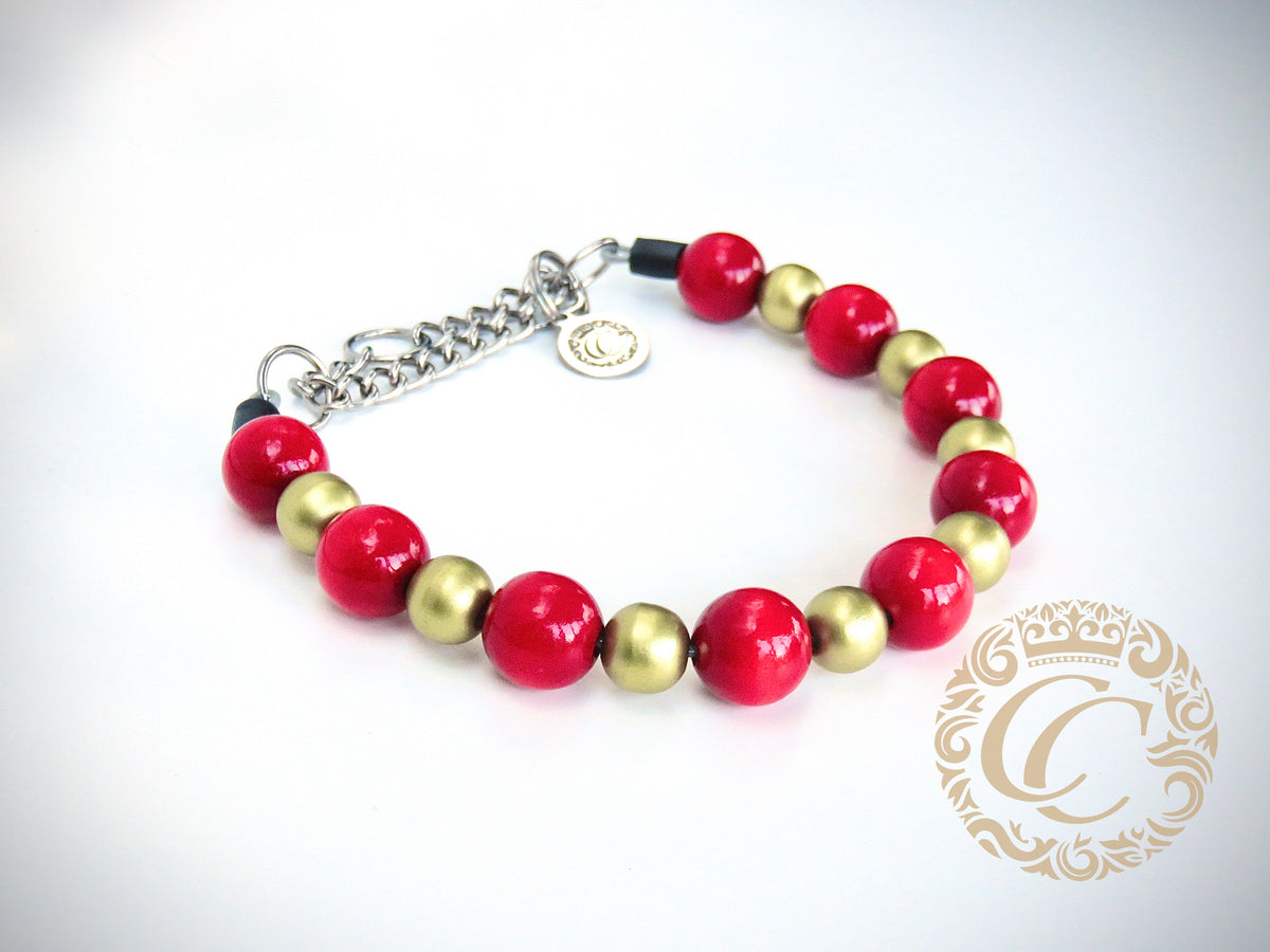 Dog collar Red Gold